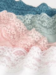 White/Pink/Green Short Lace Knickers 4 Pack - Image 10 of 10