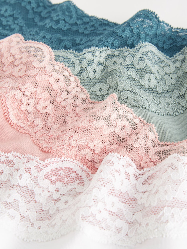 White/Pink/Green Short Lace Knickers 4 Pack - Image 10 of 10