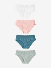 White/Pink/Green Short Lace Knickers 4 Pack - Image 5 of 10