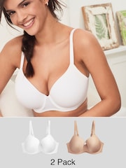 White/Praline Nude DD+ Light Pad Full Cup Smoothing T-Shirt Bras 2 Pack - Image 1 of 7