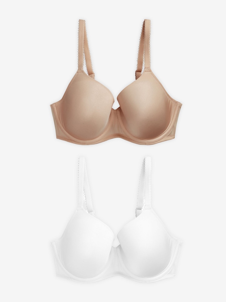 White/Praline Nude DD+ Light Pad Full Cup Smoothing T-Shirt Bras 2 Pack - Image 7 of 7