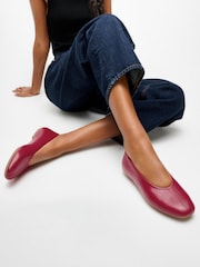 FitFlop Red Delicato High-Cut Soft-Leather Ballet Flats - Image 1 of 5