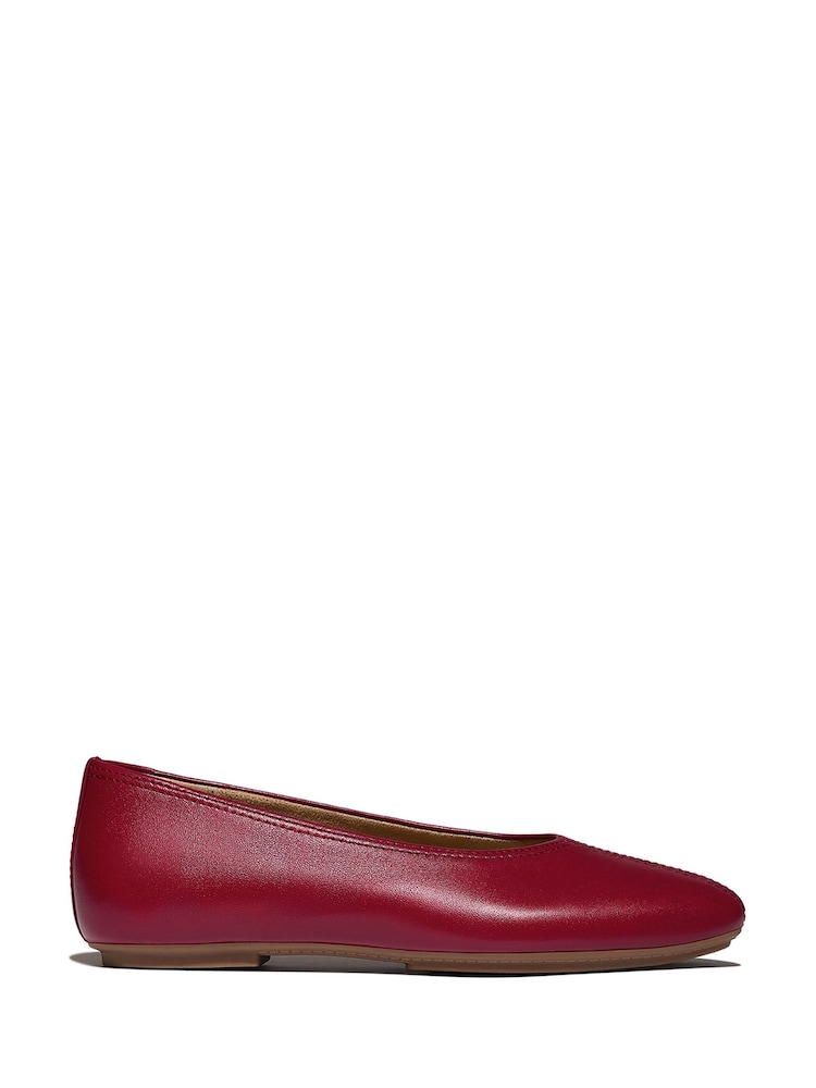 FitFlop Red Delicato High-Cut Soft-Leather Ballet Flats - Image 2 of 5 FitFlop Red Delicato High-Cut Soft-Leather Ballet Flats - Image 2 of 5