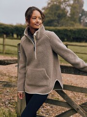 Joules Aldeburgh Grey Half Zip Borg Fleece - Image 1 of 9