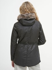 Barbour® Green Kelsall Faux Fur Trim Hood Wax Parka Jacket - Image 2 of 7