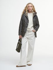 Barbour® Green Kelsall Faux Fur Trim Hood Wax Parka Jacket - Image 4 of 7