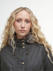 Barbour® Green Kelsall Faux Fur Trim Hood Wax Parka Jacket - Image 6 of 7