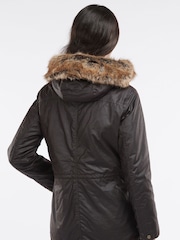 Barbour® Brown Kelsall Faux Fur Trim Hood Wax Parka Jacket - Image 2 of 6