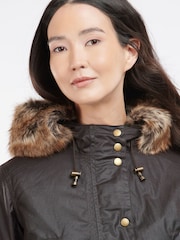 Barbour® Brown Kelsall Faux Fur Trim Hood Wax Parka Jacket - Image 3 of 6