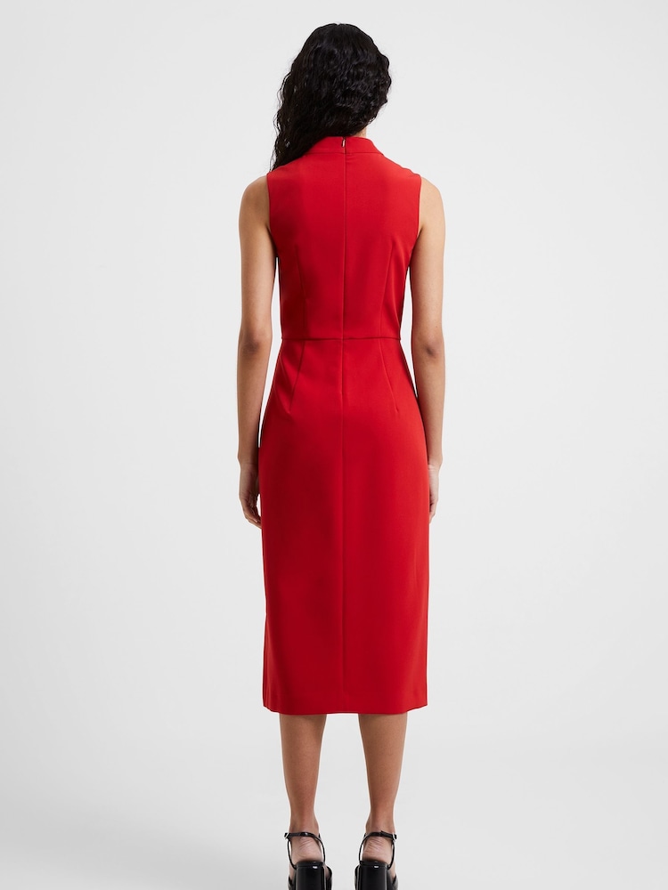 French Connection Red Echo Crepe Mock Neck Dress - Image 2 of 4