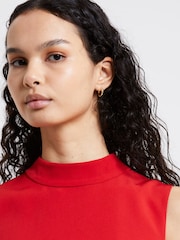 French Connection Red Echo Crepe Mock Neck Dress - Image 3 of 4