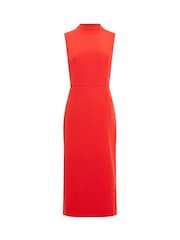 French Connection Red Echo Crepe Mock Neck Dress - Image 4 of 4