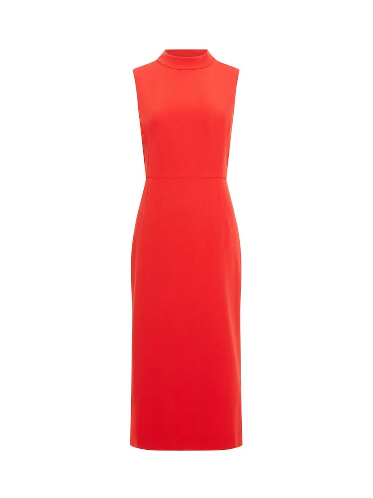 French Connection Red Echo Crepe Mock Neck Dress - Image 4 of 4