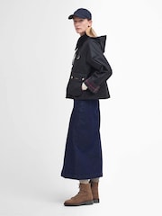 Barbour® Black Reighton Oversize Collar 100% Cotton Wax Jacket - Image 3 of 8