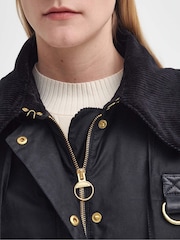 Barbour® Black Reighton Oversize Collar 100% Cotton Wax Jacket - Image 5 of 8