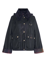 Barbour® Black Reighton Oversize Collar 100% Cotton Wax Jacket - Image 6 of 8