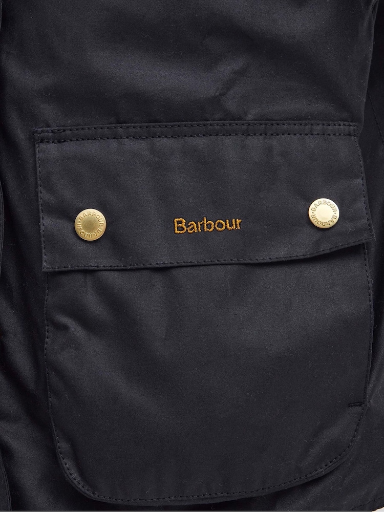 Barbour® Black Reighton Oversize Collar 100% Cotton Wax Jacket - Image 8 of 8