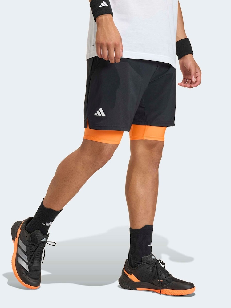 adidas Black Club Tennis Climacool 2-In-1 Shorts - Image 1 of 6 adidas Black Club Tennis Climacool 2-In-1 Shorts - Image 1 of 6
