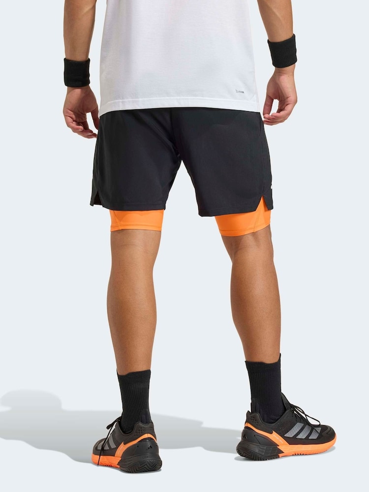 adidas Black Club Tennis Climacool 2-In-1 Shorts - Image 2 of 6 adidas Black Club Tennis Climacool 2-In-1 Shorts - Image 2 of 6