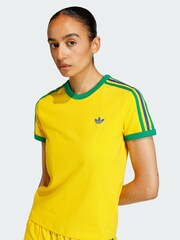 adidas Originals Yellow 3 Stripes Slim T-Shirt - Image 2 of 6