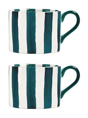 BIA International Set of 2 Green Stripe Mugs - Image 2 of 3