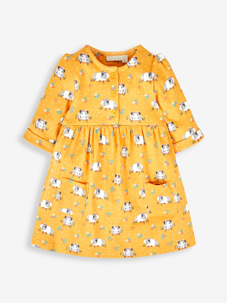 JoJo Maman Bébé Mustard Yellow Guinea Pig Button Front Dress - Image 1 of 4