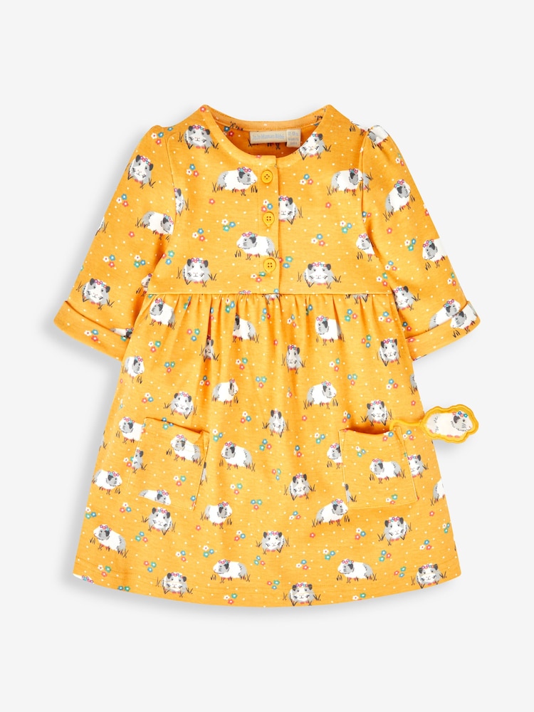 JoJo Maman Bébé Mustard Yellow Guinea Pig Button Front Dress - Image 2 of 4