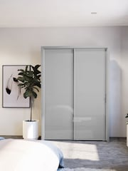 Wiemann Grey Peyton Glass Sliding 1.6m Sliding Semi Fitted Wardrobe - Image 1 of 1