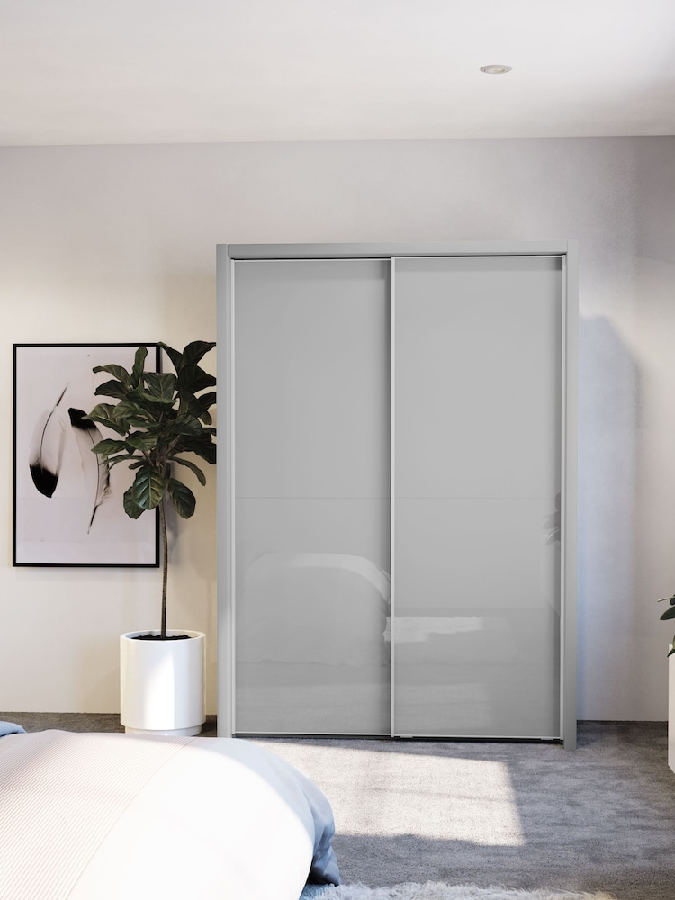 Wiemann Grey Peyton Glass Sliding 1.6m Sliding Semi Fitted Wardrobe - Image 1 of 1