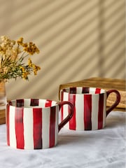 BIA International Set of 2 Red Stripe Mugs - Image 1 of 3