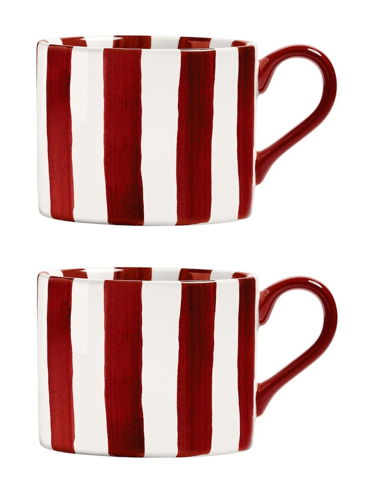 BIA International Set of 2 Red Stripe Mugs - Image 2 of 3 BIA International Set of 2 Red Stripe Mugs - Image 2 of 3