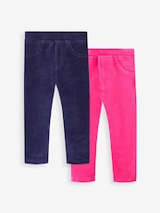 Azul marino y rosa fucsia - JoJo Maman Bébé 2-Pack Jersey Cord Leggings - Imagen 1 de 10