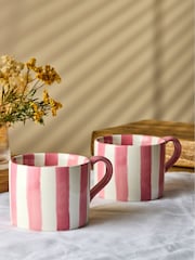 BIA International Set of 2 Pink Stripe Mugs - Image 1 of 3