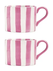 BIA International Set of 2 Pink Stripe Mugs - Image 2 of 3