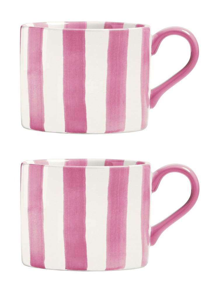 BIA International Set of 2 Pink Stripe Mugs - Image 2 of 3 BIA International Set of 2 Pink Stripe Mugs - Image 2 of 3