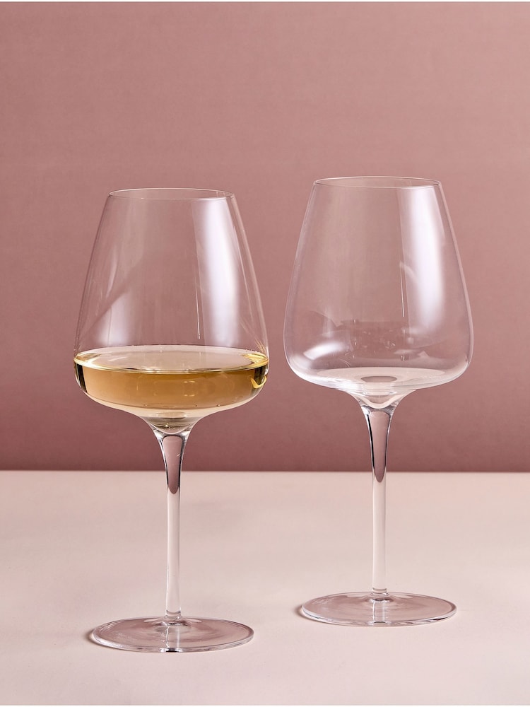 Anton Studio Designs Set of 2 Clear Juno White Wine Spritz Glasses - Image 1 of 5
