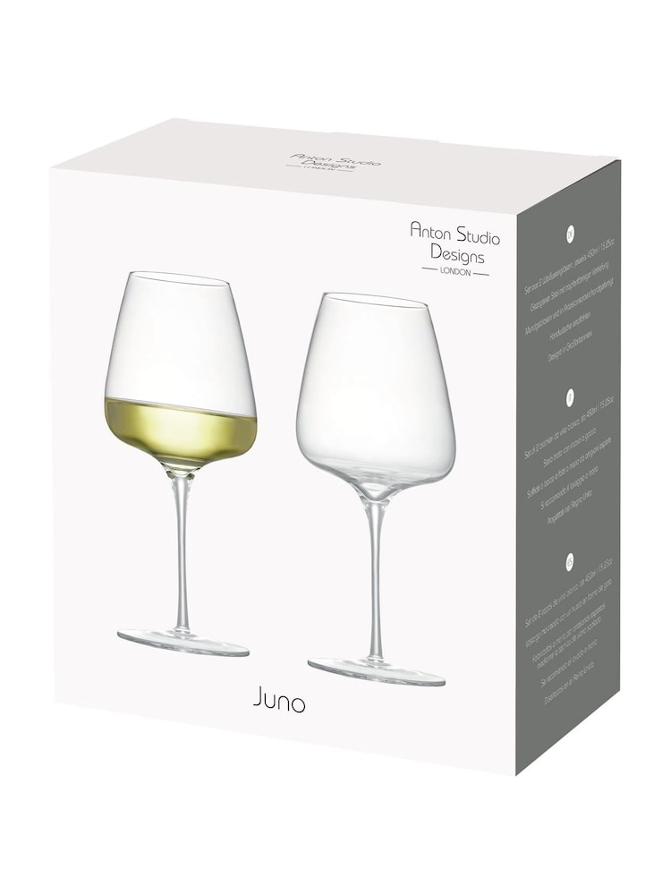 Anton Studio Designs Set of 2 Clear Juno White Wine Spritz Glasses - Image 5 of 5