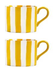 BIA International Set of 2 Yellow Stripe Mugs - Image 2 of 3