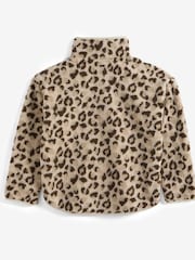 Barbour® Beige Nina Leopard Print Quarter Zip Overlayer 100% Cotton Fleece - Image 8 of 13