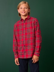 Red Tartan 100% Cotton Long Sleeve Check Shirt (3-16yrs) - Image 1 of 7