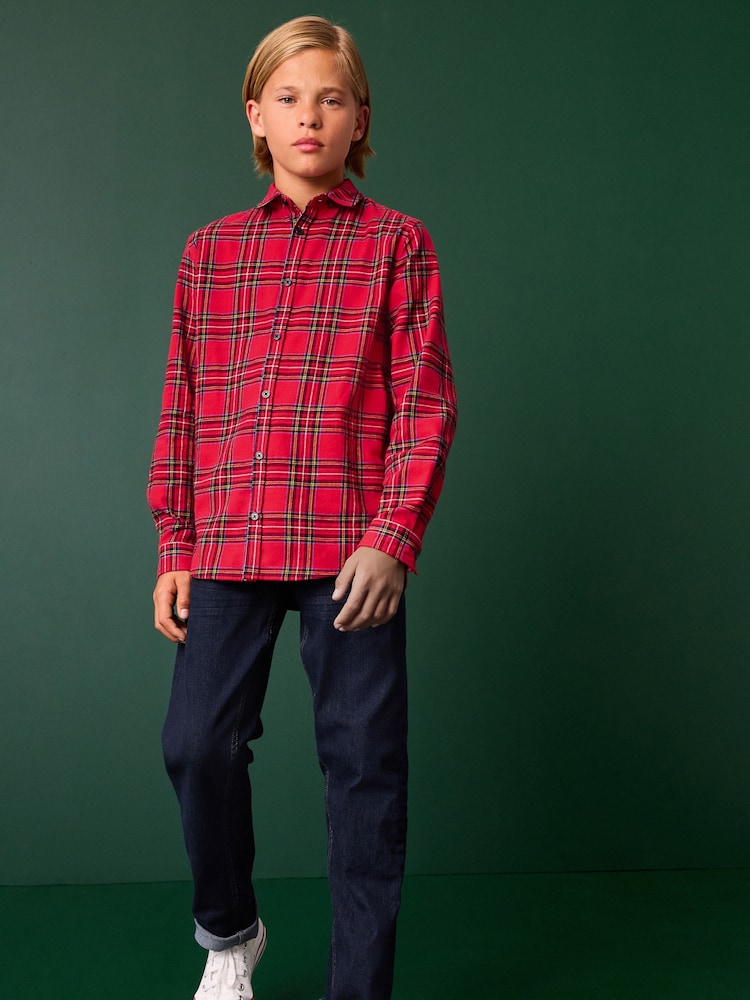 Red Tartan 100% Cotton Long Sleeve Check Shirt (3-16yrs) - Image 2 of 7