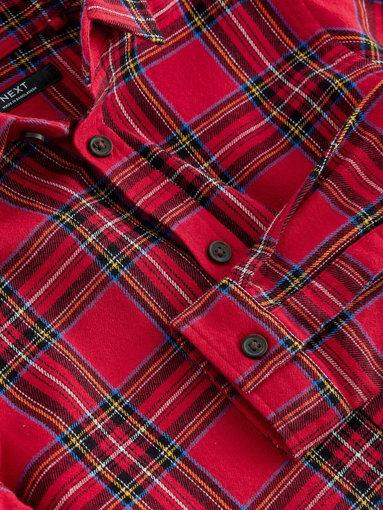 Red Tartan 100% Cotton Long Sleeve Check Shirt (3-16yrs) - Image 7 of 7