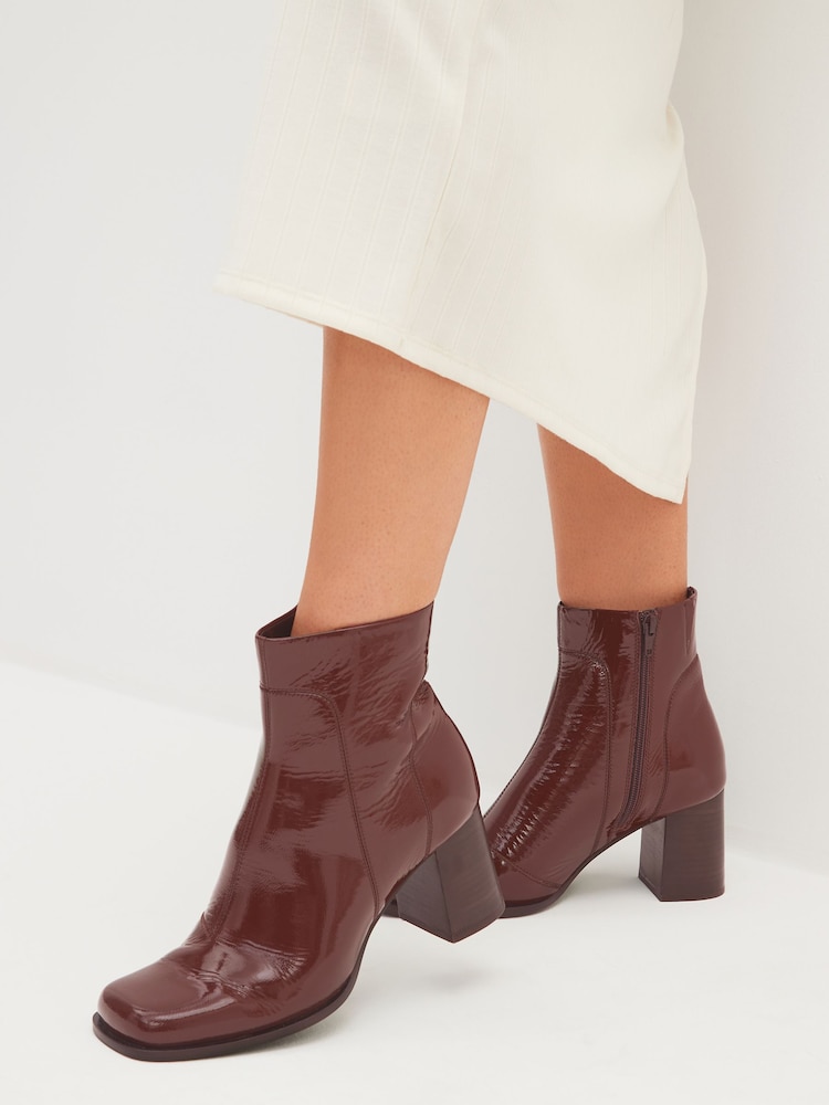 Chocolate Brown Forever Comfort® Square Toe Heeled Ankle Boots - Image 1 of 7