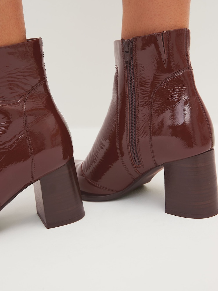 Čokoladno rjava - Gležnjarji s peto in oglatim sprednjim delom Forever Comfort® - Slika 2 iz 7 Čokoladno rjava - Gležnjarji s peto in oglatim sprednjim delom Forever Comfort® - Slika 2 iz 7