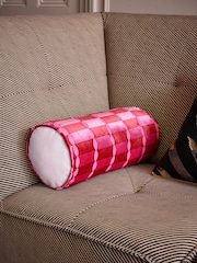 Rockett St George Pink Deco Cut Velvet Bolster - Image 1 of 3