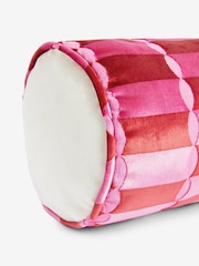 Rockett St George Pink Deco Cut Velvet Bolster - Image 3 of 3