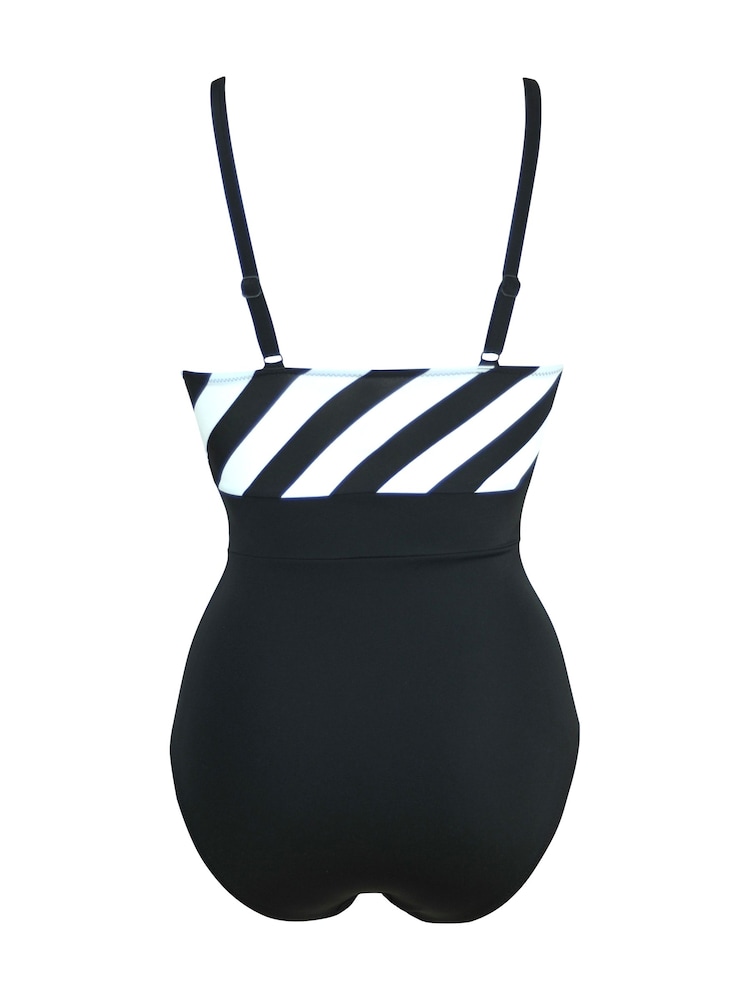Pour Moi Black High Line V-Neck Control Swimsuit - Image 4 of 4
