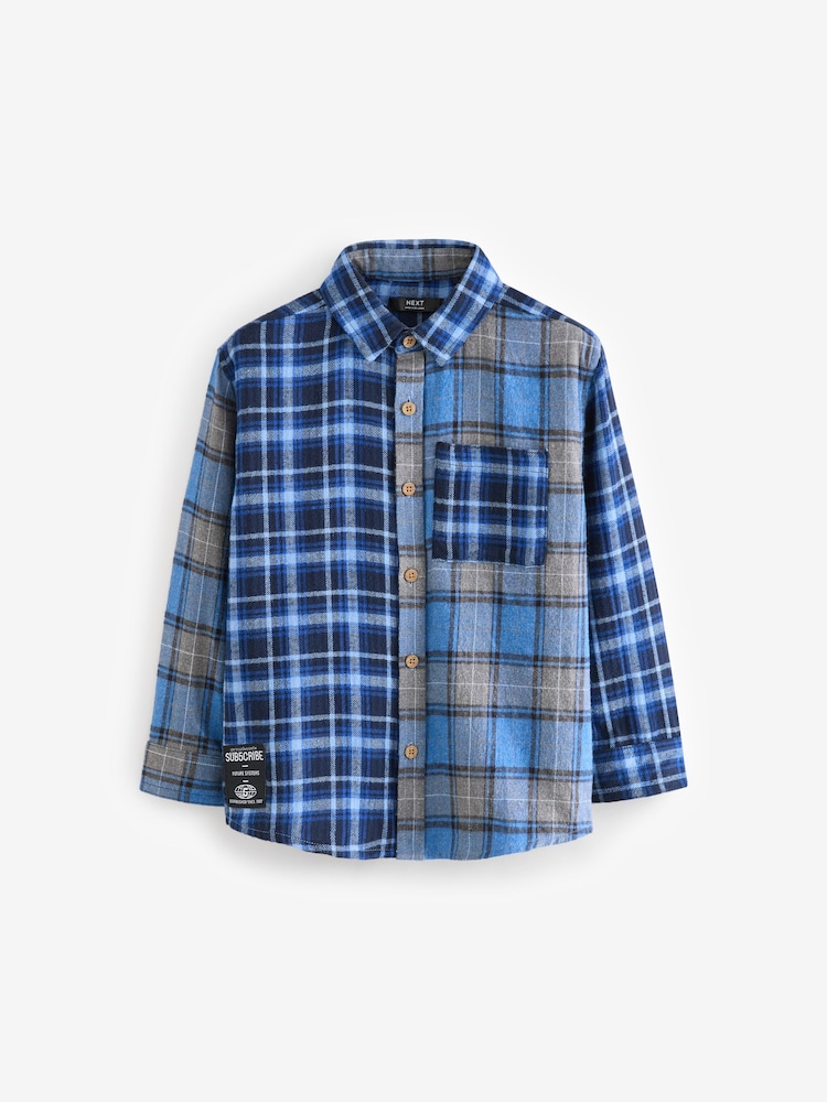 Blue Splice Check 100% Cotton Long Sleeve Check Shirt (3-16yrs) - Image 1 of 3 Blue Splice Check 100% Cotton Long Sleeve Check Shirt (3-16yrs) - Image 1 of 3