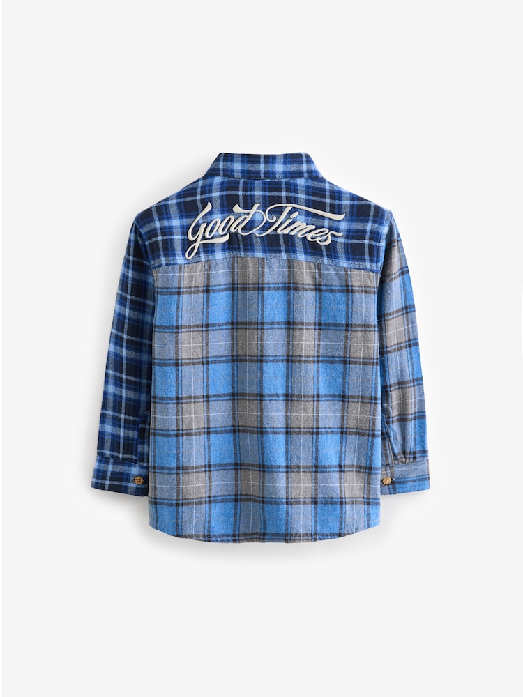 Blue Splice Check 100% Cotton Long Sleeve Check Shirt (3-16yrs) - Image 2 of 3 Blue Splice Check 100% Cotton Long Sleeve Check Shirt (3-16yrs) - Image 2 of 3