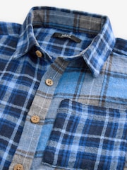Blue Splice Check 100% Cotton Long Sleeve Check Shirt (3-16yrs) - Image 3 of 3
